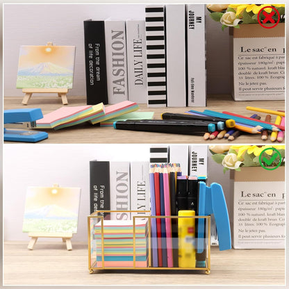 Glass Sticky Note Holder, Gold Post It Note Dispenser for Desk,3 x 3 Inch Post It Note Holder,Stylish Sticky Note Dispenser for Home Office Desk