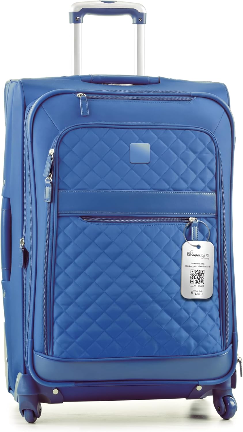 Dynotag® Sentry Series Solid Metal Web Enabled Smart Luggage Tag ID + Steel Loop, Anodized Aluminum with DynoIQ™ & Lifetime Recovery Service (Sapphire Blue)