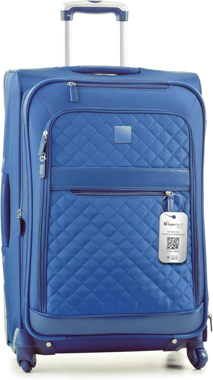 Dynotag® Sentry Series Solid Metal Web Enabled Smart Luggage Tag ID + Steel Loop, Anodized Aluminum with DynoIQ™ & Lifetime Recovery Service (Sapphire Blue)