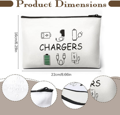 Charger Makeup Bag Charging Cable Organizer Bag Chargers Makeup Bags Zipper Pouch Cosmetic Bags Funny Toiletry Organizer Pouch Travel Gifts for Women Traveler Charging Cord Themed Accessories