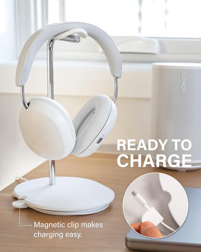 Sanus Sonos Ace Headphones Stand - Premium Stand w/Silicone Cradle Prevents Creasing & Built-in Cable Management w/Magnetic Clip for Fast Charging - Tool-Free Setup - Black Sonos Headphones Holder