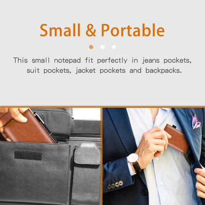 7 Pieces Small Notepads Holder Set, Pocket Notebook with pen, Included 5 Pieces Refills 3 x 5 Inch, 30 Lined Paper Per Note Pad (Black)