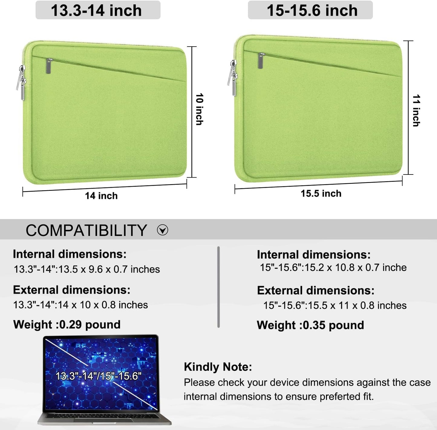 Laptop Sleeve 15.6 inch, Durable Computer Carrying Bag Protective Case Briefcase Handbag with Front Pocket, Slim Laptop Cover for 15-16 Inch HP, Dell, Lenovo, Asus, Notebook, Black