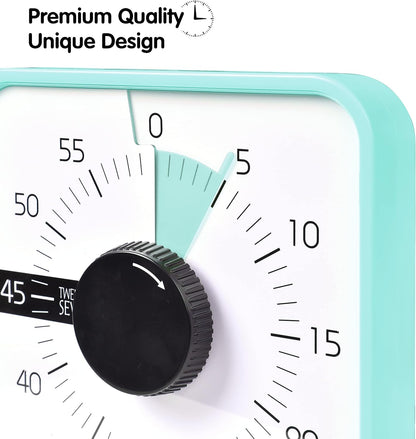 Visual Timer 7.5 inch; 60 Minute 1 Hour Countdown Timer for Kids Classroom Teaching Tool Home Office Meeting, Mechanical Countdown Clock for Exam Time Management Magnetic, Sky Blue with Colorful Disc