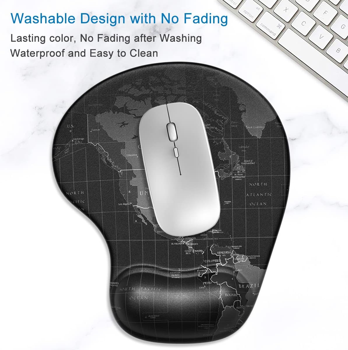 ITNRSIIET Ergonomic Mouse Pad with Gel Wrist Support Wrist Rest Smooth Surface Non-Slip PU Base Comfortable Office Supplies Pain Relief, 9.5 x 8 inches, Beach