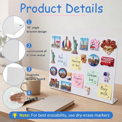 Geyoga 2 Pack Magnetic Bulletin Board with Stand, 16 x 12 Inch Black Magnet Display Board for Memo, Menu, Notes, Photos, for Kitchen Countertop, Office Desk, School