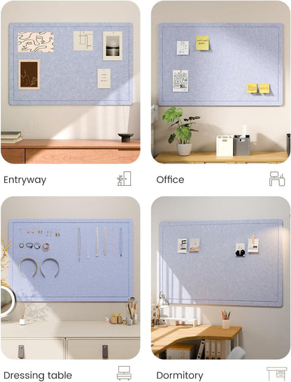 Fluxynara Bulletin Board, 23.6" x 17.5" Cork Board Alternative with 12 Safe Removable Adhesive Tabs, Foldable Felt Pin Board for Home Office, Classroom, Bedroom,Entryway for Walls—Sage