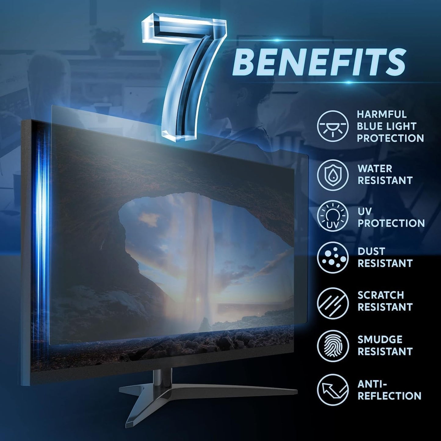 [2 Pack] 24 inch Removable Anti-Glare Blue Light Screen Protector for 16:9 Computer Monitor – Anti-Glare, Anti-Scratch, PC Anti-UV Eye Protection Filter