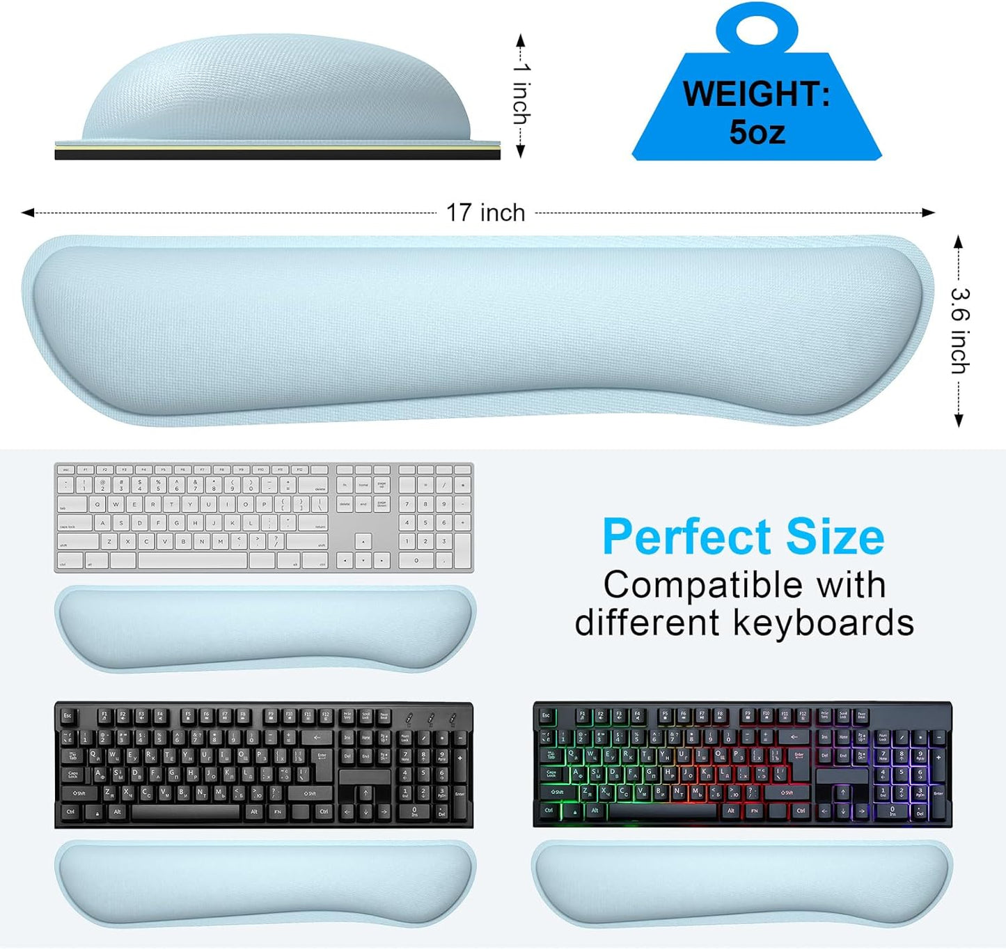Dapesuom Enlarge Keyboard Wrist Rest, Memory Foam Keyboard Wrist Cushion for Computer Desk Mats Support, Pain Relief Ergonomic Mouse Pad Rests with Non-Slip Base for Gaming, Laptop, Radiant Orchid