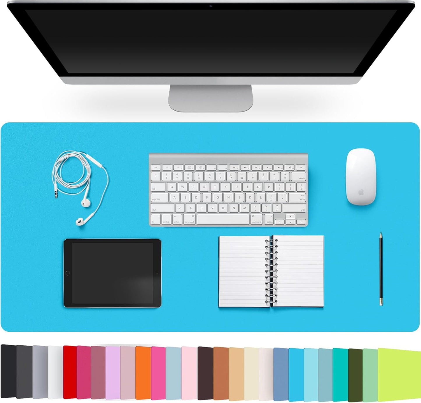 Leather Desk Pad Protector,Non-Slip Desk Pad,on-Slip PU Leather Large Mouse Pad,Easy Clean Desk Protecor Mat,Writing Pad for Office Work/Home/Decor(Black, 23.6" x 13.7")