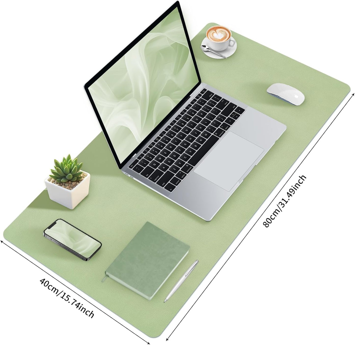 Bloss Leather Desk Pad and Keyboard Wrist Rest, Large Mouse Pad + Keyboard Pad+Mouse Wrist Support, Non-Slip Desk Mat Protector for Office, Home(31.5×15.7 Inches,Beige) - Colors A