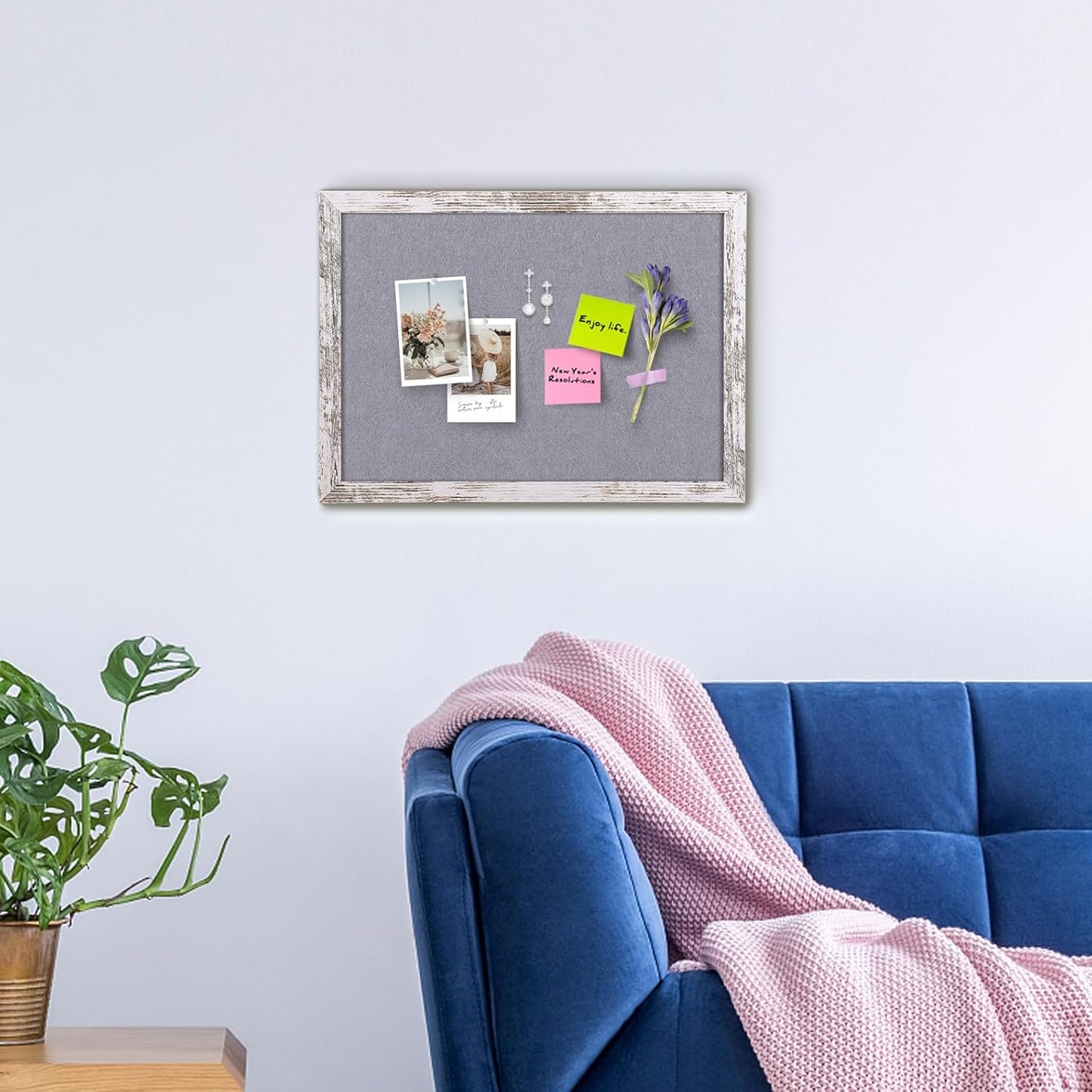 Cork Board Bulletin Board, 11.8x8.6 inches Mini Decorative Hanging Framed Cork Boards for Walls, Pin Board Vision Board for School Home Office, Bulletin Board with Wooden Frame(2230,WH,1p)