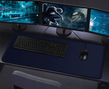 Large Extended Gaming Mouse Pad with Stitched Edges, (31.5X15.7In) Durable Non-Slip Natural Rubber Base, Waterproof Computer Keyboard Pad Mat for Esports Pros/Gamer/Desktop/Office/Home-Black