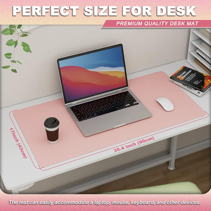 K KNODEL Leather Desk Pad Protector, Office Desk Mat, Large PVC Leather Desk Blotter, Non-Slip Mouse Pad (Dark Brown, 15.7" x 31.5")