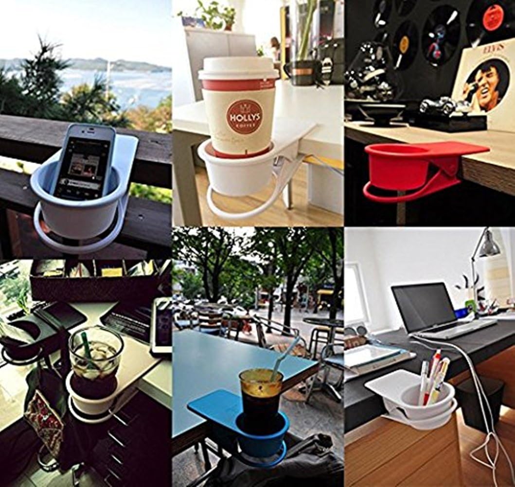 Drink Cup Holder Clip Home Office Table Desk Side Huge Clip Water Drink Beverage Soda Coffee Mug Holder Cup Saucer Clip Design