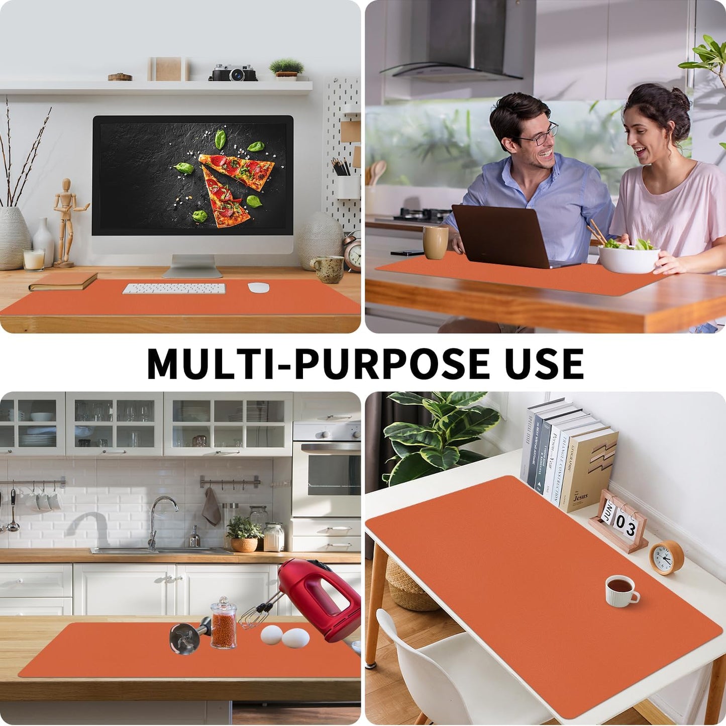 Bloss Leather Desk Pad and Keyboard Wrist Rest, Large Mouse Pad + Keyboard Pad+Mouse Wrist Support, Non-Slip Desk Mat Protector for Office, Home(31.5×15.7 Inches,Beige) - Colors B