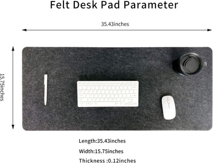 Felt Desk Mat,35.5" x 15.8" Inches,Large Keyboard Mat,Wool Desk Pad, Extra Large Felt Mouse Pad for Computers,Laptops, Offices and Homes. (Dark Gray)