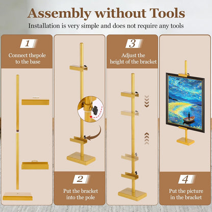 1pcs Adjustable Tabletop Easel Stand for Picture Frames, Picture Easels for Display, Gold Easel, Picture Frame Stand, Adjustable Art Easel.(18inch,Black)