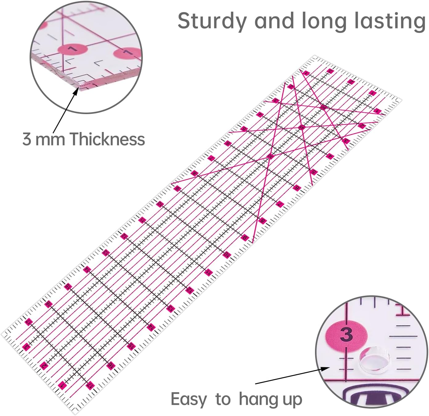 Headley Tools Rotary Cutter Set - 45mm Fabric Cutter, 5 Extra Rotary Blades, A3 Cutting Mat, Quilting Ruler and Sewing Clips, Craft Knife Set, Ideal for Crafting, Sewing, Patchworking, Purple