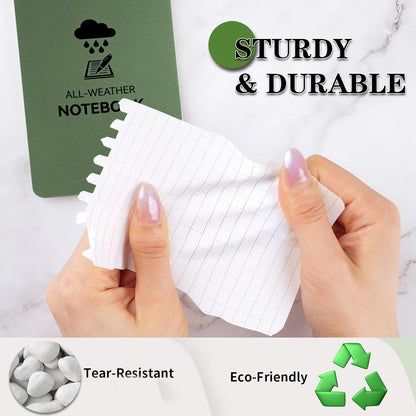 COIDEA Waterproof Notebook, 4 Pack Top-Spiral Pocket Notepad, 3" x 5" Weatherproof NotePad, All Weather Police Pocket Notebook Little Memo Steno Note Pads for Outdoor Office School Recording, Black