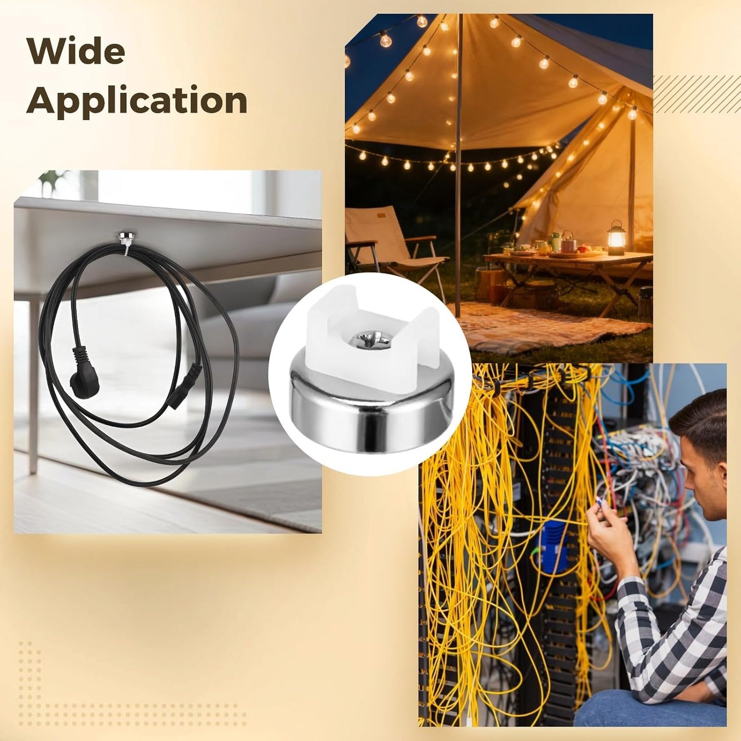 Magnetic Cable Zip Tie Mounts, 25 Pcs Magnets with 100 Pcs Cable Zip Ties, Multipurpose Magnetic Cables Holder for Cables Management, Wire Management Bases