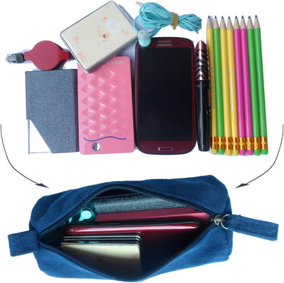 Heavy Canvas Stationery Portable Compact Simple Zipper Pencil Case and Durable Small Medicine Bag 1 Pack Khaki