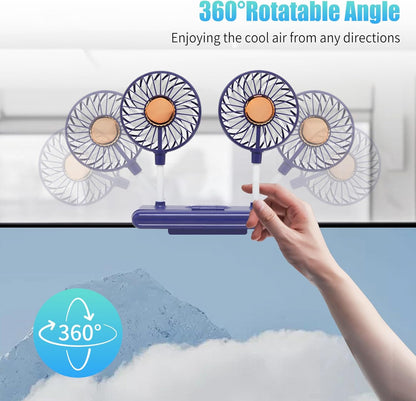 Monitor Fan with LED Lights, USB Desktop Fan with 2 Rotatable Heads, 3 Speeds Desk Fans Small Quiet with Sturdy Adjustable Clamp, Strong Wind Office Personal Cooling Fans for Laptop, Desktop.