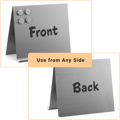 Large Magnetic Bulletin Board – Dry Erase Memo Board with Stand – Tabletop Metal Easel for Magnet Display – 12x10 Inches + 4 Magnets