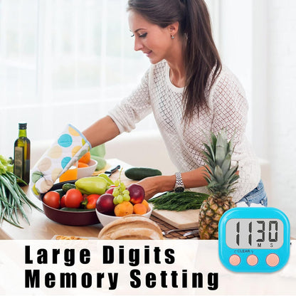 2 Pack Digital Kitchen Timer for Cooking Big Digits Loud Alarm Magnetic Backing Stand Cooking Timers for Baking White