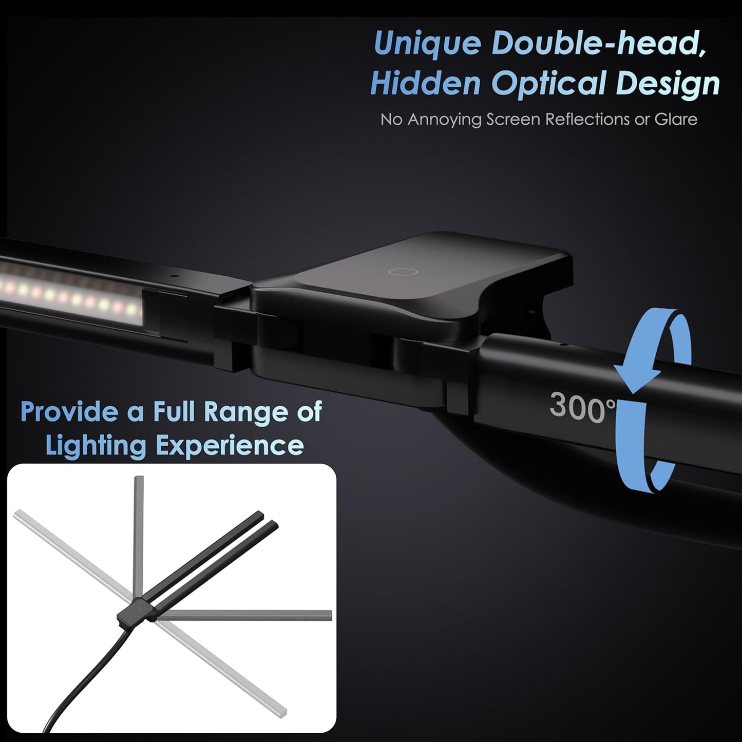 EYOCEAN Desk Lamp with Clamp, 31.5" LED Desk Lamp for Home Office, 24W Double Head Desk Light, Dimmable & Color Temperature, Table Lamp with Remote Control, Brightest Computer Monitor Light