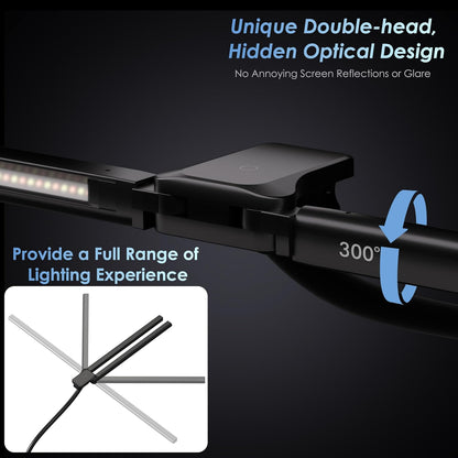 EYOCEAN Desk Lamp with Clamp, 31.5" LED Desk Lamp for Home Office, 24W Double Head Desk Light, Dimmable & Color Temperature, Table Lamp with Remote Control, Brightest Computer Monitor Light