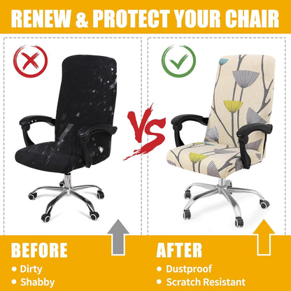 Smiry Stretch Printed Office Chair Armrest Covers, 2 Pcs Soft Fit Removable Washable Computer Desk Chair Arm Covers Protector, Black