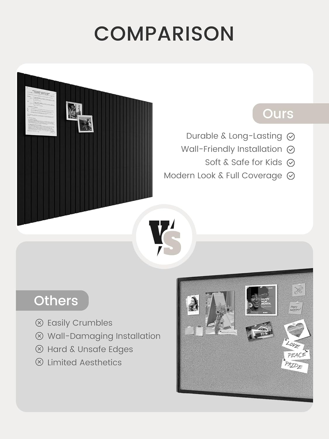 Bumusty Large Cork Board Alternative-48 x 36" Felt Bulletin Board Tiles, with 30 Pushpins, 70 Adhesive Tabs, Fine-Stripe 12-Pack, Cork Boards for Office Push Pin Board Felt Board-Oatmeal