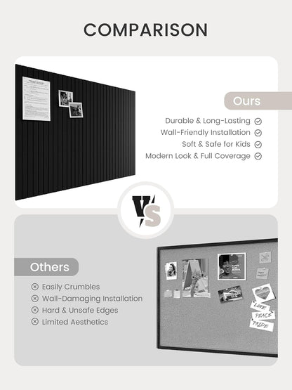 Bumusty Large Cork Board Alternative-48 x 36" Felt Bulletin Board Tiles, with 30 Pushpins, 70 Adhesive Tabs, Fine-Stripe 12-Pack, Cork Boards for Office Push Pin Board Felt Board-Oatmeal