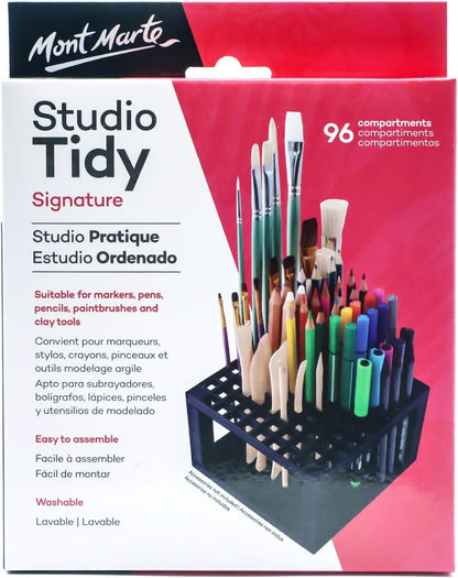 MONT MARTE 96 Hole Plastic Pencil & Brush Holder for Paint Brushes, Pencils, Markers, Pens and Modeling Tools. Provides Excellent Art Studio Organization.