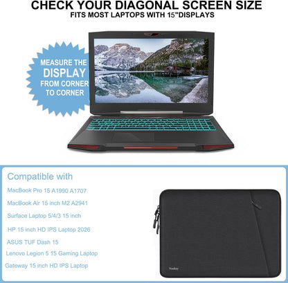 Laptop Sleeve Case 13.3 inch, Shockproof Protective Computer Cover with Accessories Pocket, Portable Laptop Bag Compatible with MacBook Air/Pro 13-13.3 inch, Compatible for MacBook Pro 14 inch, Black | Shockproof