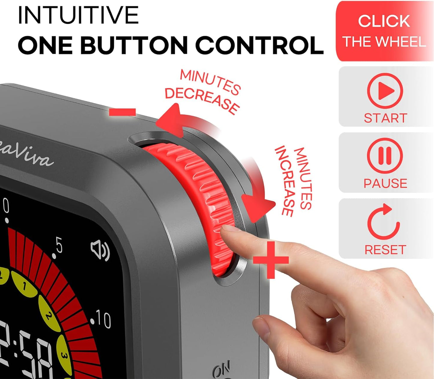 Visual Digital Timer, Large Color Display & Rechargeable, Magnetic Back & Silent Mode, 12 Hours Countdown/Up Stopwatch Timer for ADHD, Kids, Classroom, Kitchen, Work Productivity (Gray)