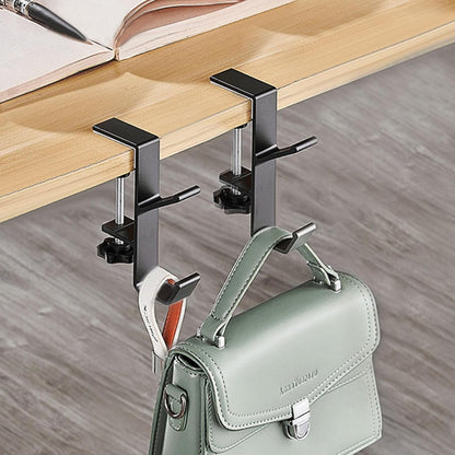 KISOY 2Pcs Purse Hook for Table Desk Bag Hook Purse Hanger for Table Backpack Hanger Headphones Holder underdesk Hook Bag Holder for Table (Black)