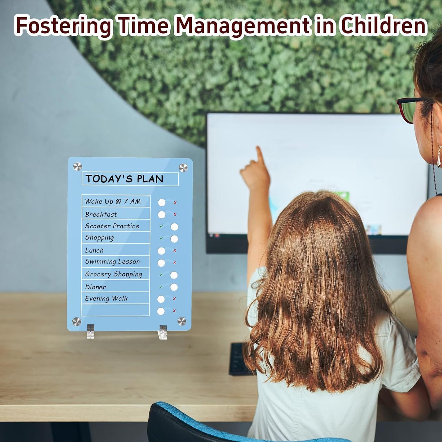 NiHome Acrylic Magnetic to Do List Planning Board with Sliders & Desktop Stand, Chore Chart for Kids & Adults, Checklist Routine Chart Task Board for Fridge & Desk, for Magnetic Metal Surfaces Only