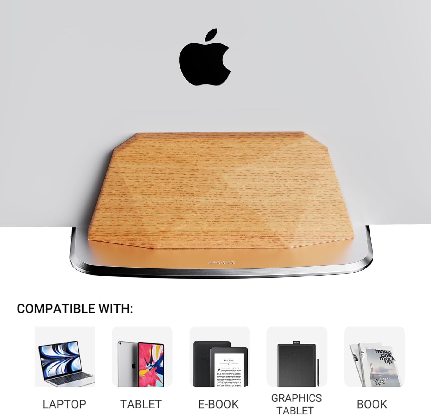 AFOOYO Vertical Laptop Stand - Dual Slots Walnut Adjustable Laptop Holder,Desktop Dock Compatible with All MacBook, Surface,Chromebook,Dell & More(Walnut)