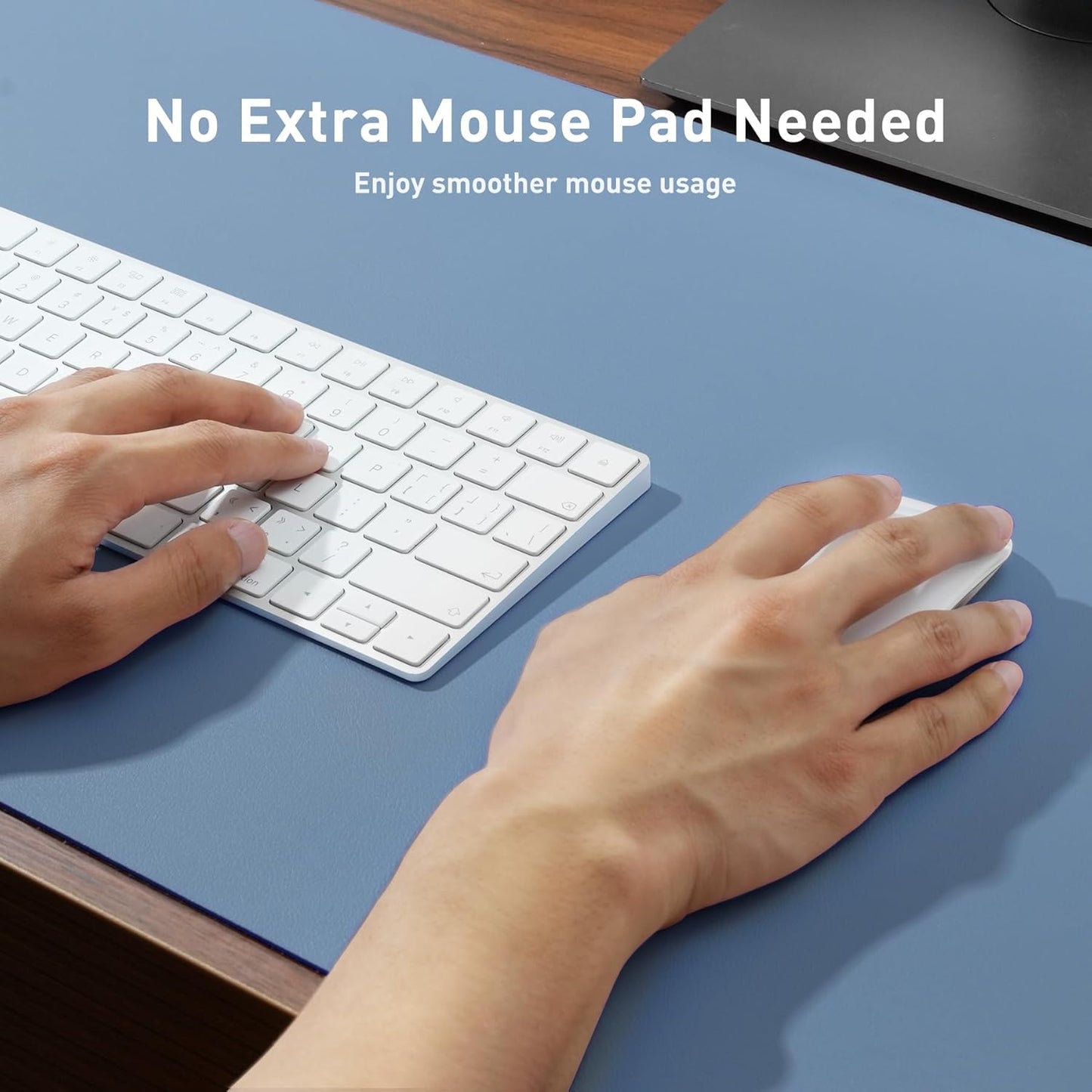 Aothia Non-Slip Waterproof PU Leather Desk Pad Protector for Mouse, Writing Desk, Office, Home, Laptop Blotter, 23.6" x 13.7", Black - Colors A