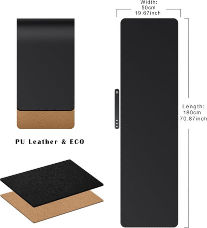 Mydours 40" x 20" Extra Large Desk Mat, PU Leather & Cork Desk Pad, Large XXL Desk Mouse Pad for Workstation, Office, Home, Computer Desk Mat with Keyboard & Mouse (Black)
