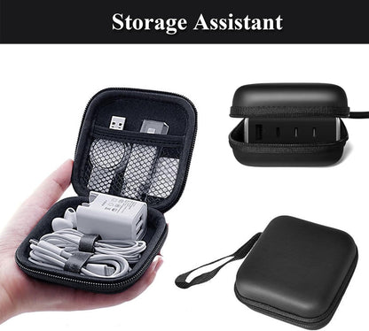 Charger Case,Mini Cable Organizer Cases,Pouch Case Bag,Small Charger Organizer,Waterproof Travel Storage Carrying Bag for USB Drives,Power Adapter,Earphones,Cords etc,Square,Black
