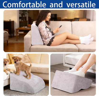 Foot Rest for Under Desk at Work, Ergonomic Under Desk Footrest with Washable Cover for Office, Home & Gaming Leg Elevation Pillow Blue