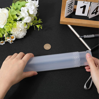 GORGECRAFT Extendable Plastic Brush Case Clear Long Paint Brushes Pen Pencil Tube Container Storage Organizer Holder with Carrying Lanyard for Paintbrush Drawing Makeup Artist Travel Supplies