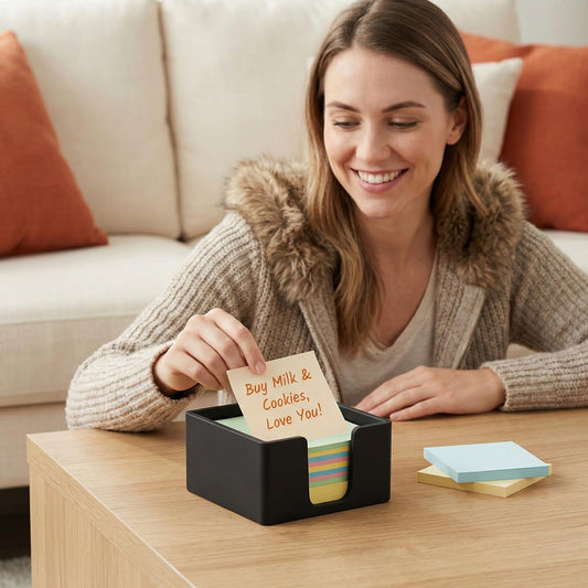 Silicone Sticky Note Holder for Desk - Modern 3x3 Inch Memo Pad Dispenser Post Note Holder, Minimalist Desk Storage Organizer for Office, Home, and School, White