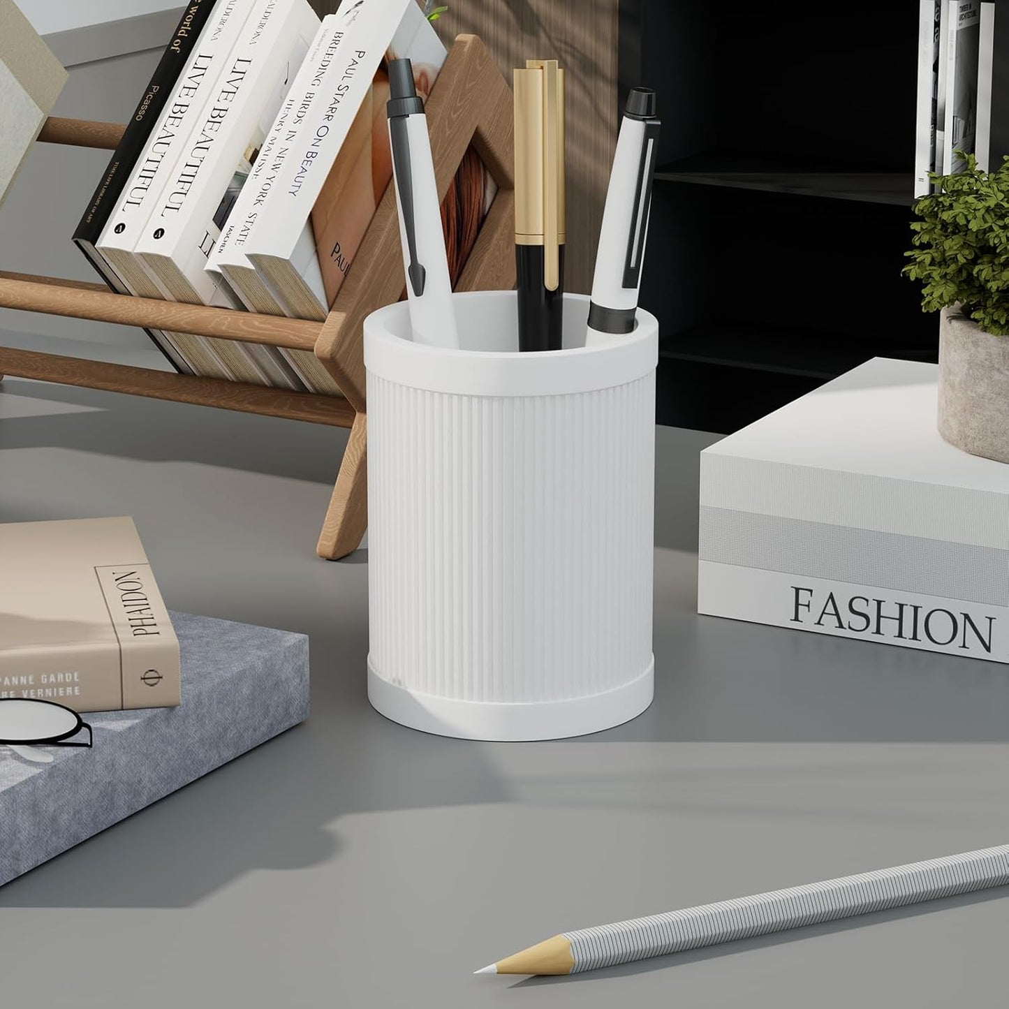 HighHerz Aesthetic Pen Holder For Desk, Modern Silicone Pencil Holder, Stylish Office Desk Decor, Made of 5 mm Thickened Premium Silicone, Office Desk Organizer And Accessories (Black)