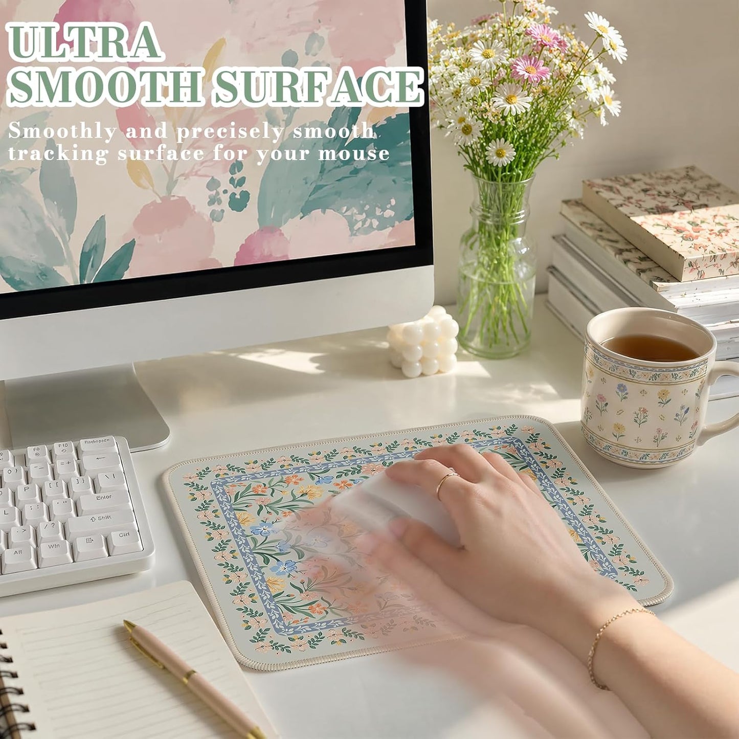 iCasso Desk Mat for Keyboard and Mouse, Large Mouse Pad, Desk Pad Mat, Anti-Slip Big Mousepad with Stitched Edges for Computer Desktop(Deep Green)