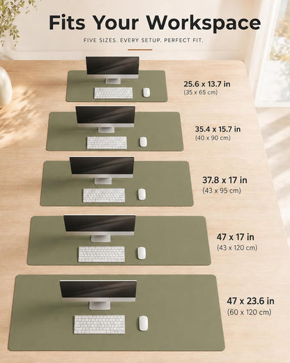 Aothia Dual-Sided Desk Pad - 25.6x13.7 inches Leather Desk Mat, Natural Cork Desk Pad Protector, Large Mouse Pad for Desk, Waterproof Desk Blotter Pad, Desk Writing Pad for Office Work/Home, Black
