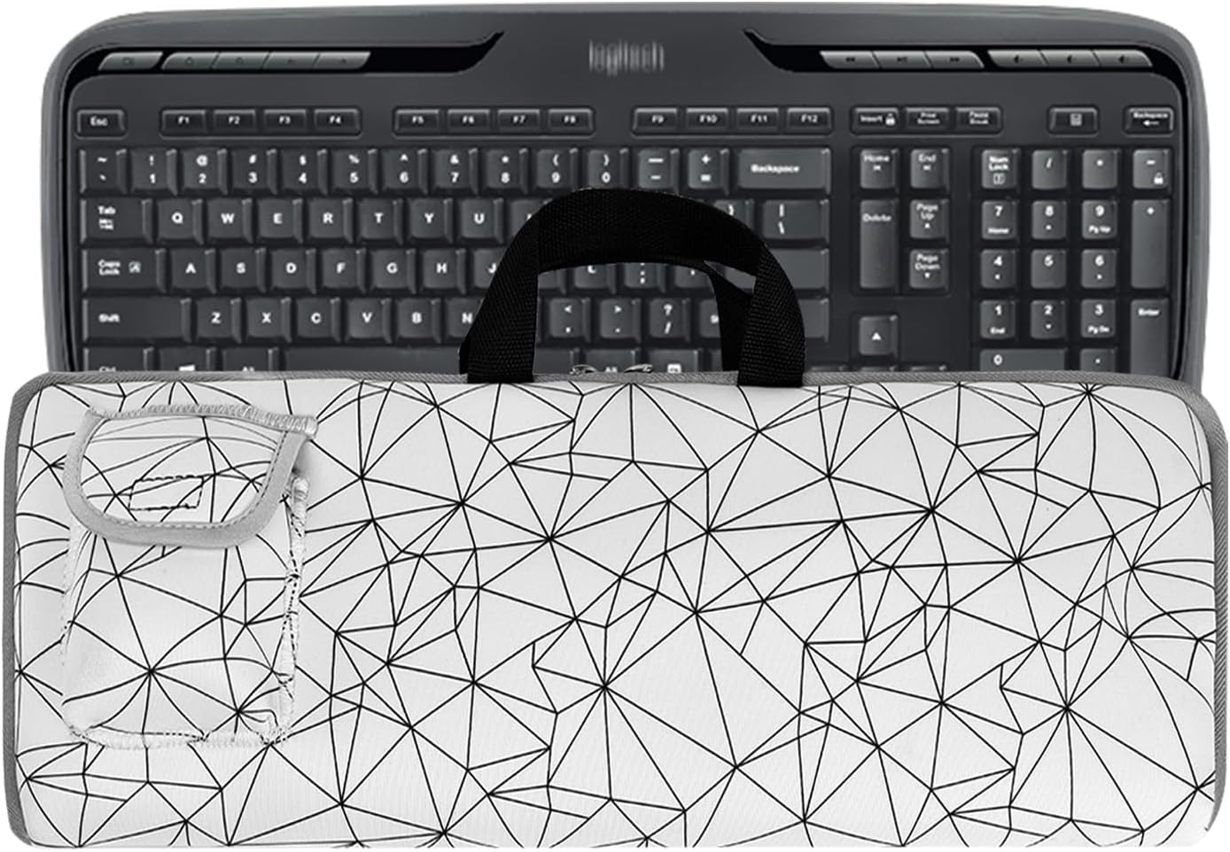 Travel Case for Logitech MK335 Wireless Computer Keyboards Mouse Combo, Neoprene Mouse Pouch and Cable Storage Bag, Keyboard Sleeve for Aula S99 Gaming Keyboard (Black)